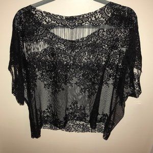 Bar III Semi-Crop Top Shirt/Mesh Shirt